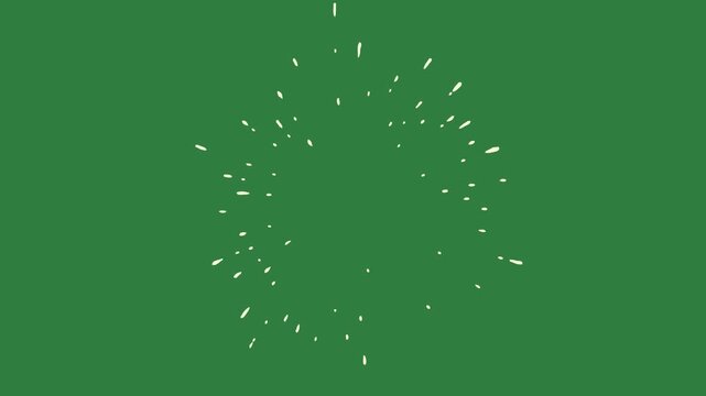 A green screen with white background and fireworks clock on it in the middle animated chromakey background elements design scene composition backgrounds creative figure motion depth