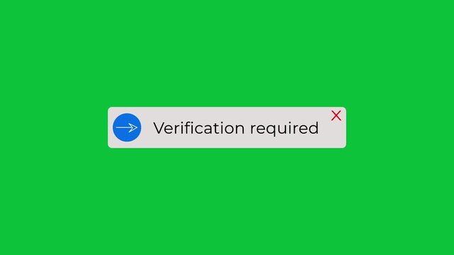 interactive verification required modal window animation for user interface.