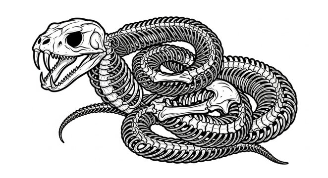 Snake Skeleton Illustration.