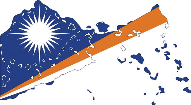 Marshall islands grunge map flag illustration with pacific islands map outline textured geography