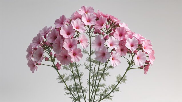 Soft pink phlox flowers bouquet isolated on light floral background