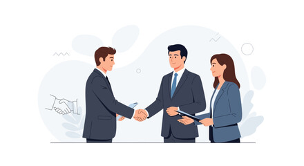 Obraz premium Business Partnership Agreement: Handshake and Collaboration Illustration