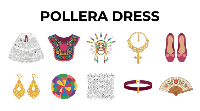 Pollera Dress Traditional Attire Accessories.