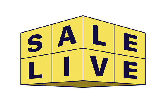 Sale live typography 3d cube perspective banner