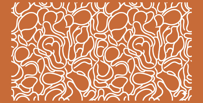 Abstract organic white lines forming a continuous pattern on a vibrant orange background on transparent background