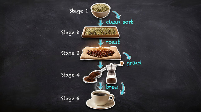 Coffee roasting workflow infographic stages