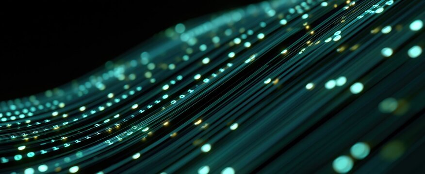 Futuristic digital data streams illustrate artificial intelligence learning in a quantum computing neural network
