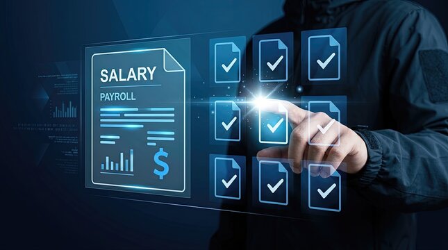 Streamlining payroll management digital workplace infographic corporate environment close-up view salary processing solutions for efficient business operations