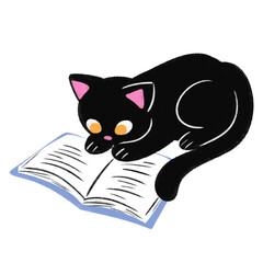 Black cat reading a book © FMD.Biz