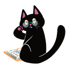 nerd black cat studying © FMD.Biz
