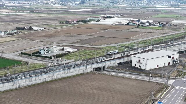 HOKKAIDO.  JAPAN .Modern town area with transport lines April 27 2026