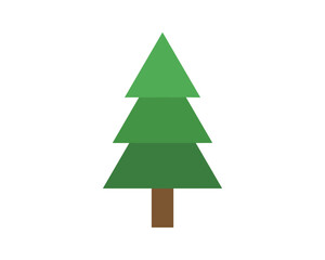 Fototapeta premium Minimalist flat pine tree icon with layered green foliage shape