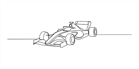 Naklejka premium Single line drawing of a formula 1 race car