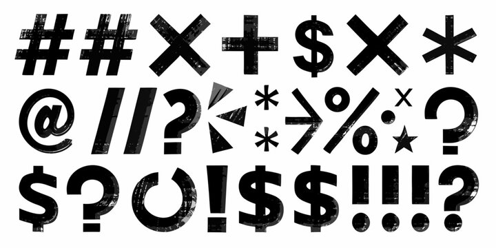 Collection Of Punctuation Marks And Symbols On White Background