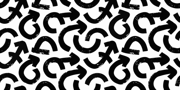 Abstract Black And White Lettering Pattern Bold Brushstroke Vector Design