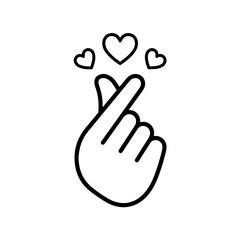 Fototapeta premium Expressing heartfelt affection and appreciation with a charming hand gesture, symbolizing love and warmth in a simple, iconic illustration