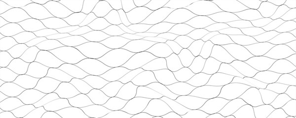PrintFishing or soccer net. Repeated hexagon pattern. Black wired mesh texture isolated on white background. Metallic or fabric fence, cage or lattice structure. Vector graphic Illustration. © Ariel