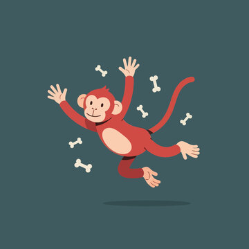 Monkey Jumps Amidst Dog Bones