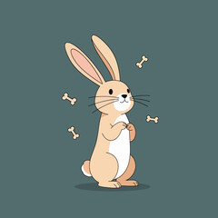 Fototapeta premium Cheerful Rabbit Surrounded with green background