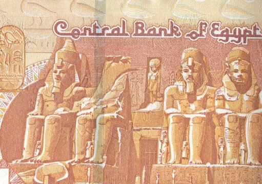 A close up detail showing pattern and design on a banknote.