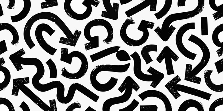 Abstract Brushstroke Lettering Pattern Black And White Vector Illustration