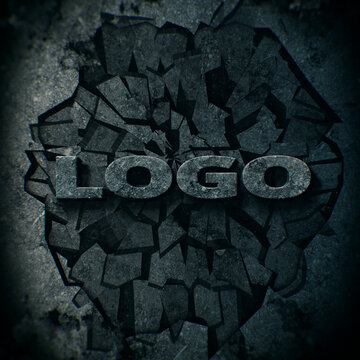 Breaking a Stone Wall Rock Logo Reveal. Square Stories Opener.