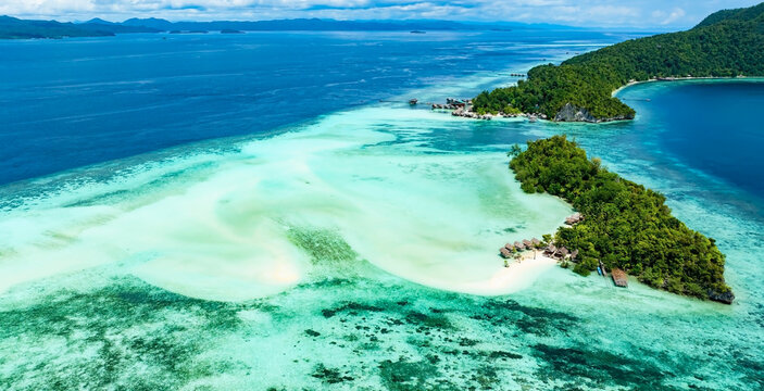 The tropical lagoon on Rufas Island near Piaynemo in South West Papua Indonesia's Raja Ampat.