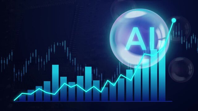 Artificial Intelligence Economic AI Soap Bubble over Financial Stock Market Charts