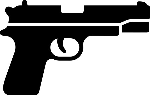 Handgun pistol gun weapon firearm silhouette icon graphic symbol isolated on transparent background