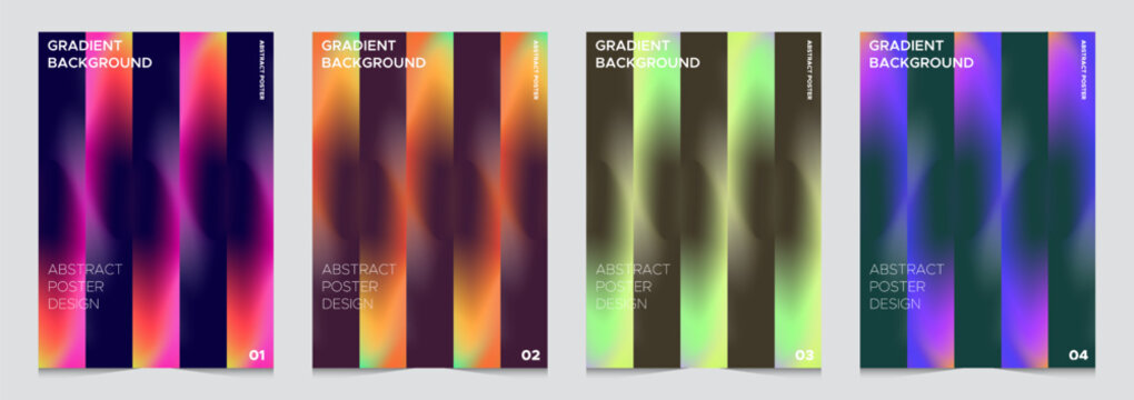 Abstract Neon Light Gradient Background Set with Vertical Glow Streaks and Futuristic Color Effects