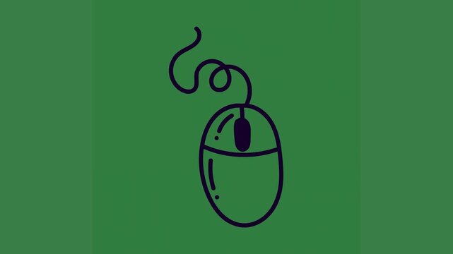 A computer mouse on green background and green screen animated chromakey background movement layers composition style creative design gesture scene expression figure colorful illustration