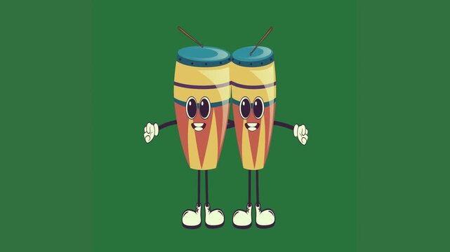 Two glasses of beer with arms and legs french fries are standing on a green background pair popcorns their hands up drums maraos champagne next to each other one sunglasses faces green screen