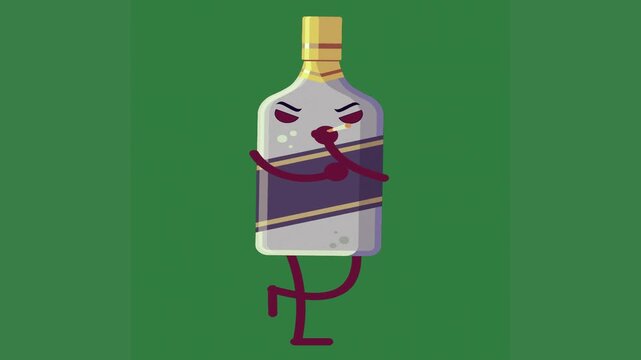 An image of a bottle with face on it and crown top green screen animated chromakey background movement elements depth emotion creative composition motion style design figure gesture
