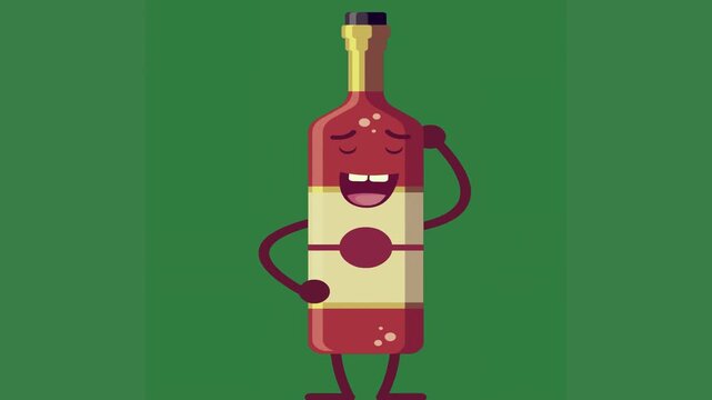 An image of a bottle wine and with smiling face green screen animated chromakey background illustration movement composition elements colorful backgrounds expression cartoonish creative