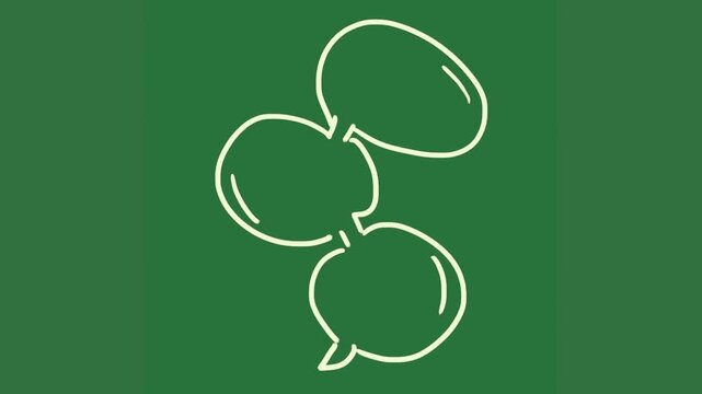 Three speech bubbles on a green background and with green screen animated chromakey background design emotion expression illustration backgrounds depth gesture movement figure cartoonish