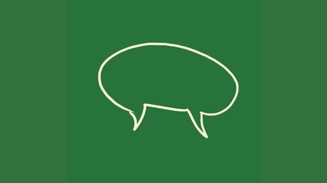 A white speech bubble on green background and green screen animated chromakey background movement emotion scene elements illustration depth cartoonish motion frame creative colorful