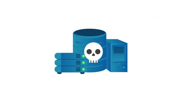 Cybersecurity Threat Animation with Infected Server Database and Malware Attack Concept