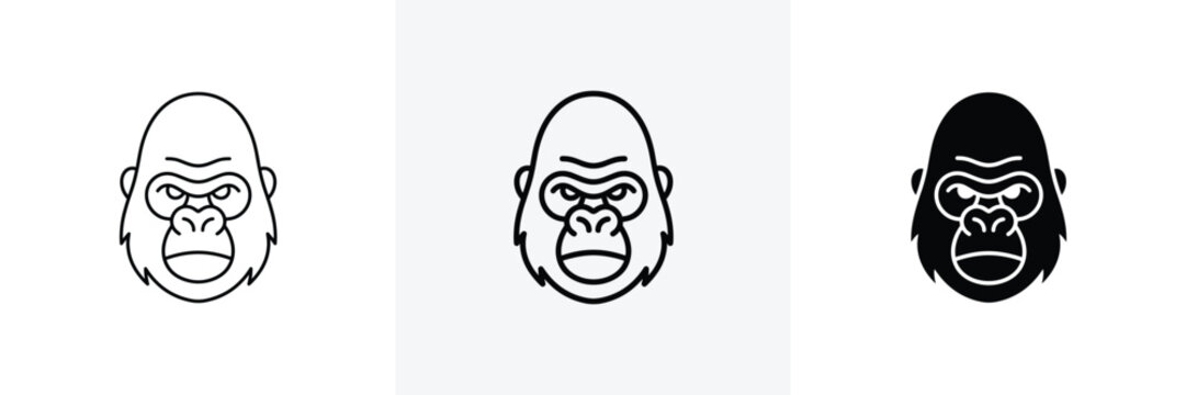 Gorilla Face Illustrations in Flat Design Style