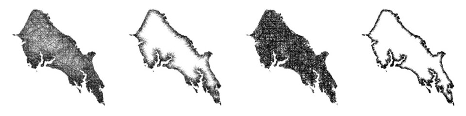 Fototapeta premium Black and white sketch Saint Marys County (Maryland) outline map design set
