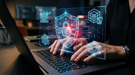 Fototapeta premium Cybersecurity awareness training workshop for professionals online digital learning interactive environment participant focus enhancing it security skills