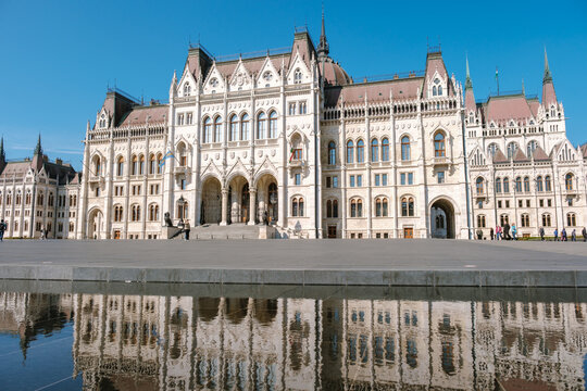 Discover the beauty of Budapests Parliament building on a sunny day