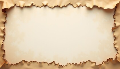 Fototapeta premium Parchment Paper Background with Torn Edges and Warm Vintage Texture for Retro Design and Copy Space Featuring Distressed, Rustic, Handmade Look