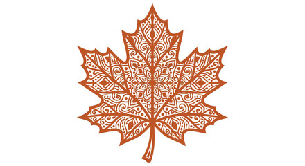 Obraz premium Ornate Maple Leaf Illustration Detailed Vector Design On White Background