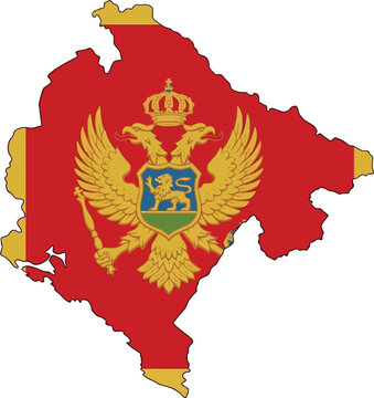 Montenegro map shape with national flag pattern montenegro geography national territory