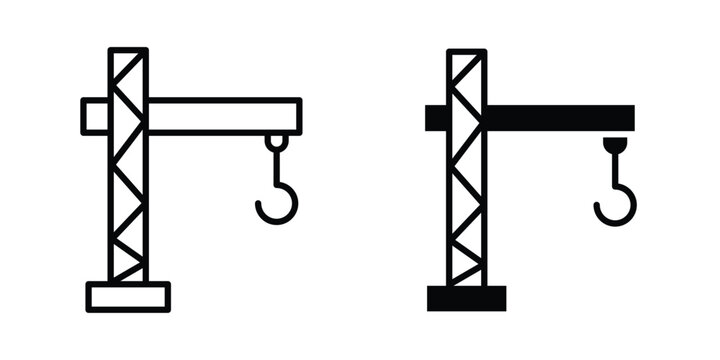Construction crane icon bundle modern line and clipart style collection