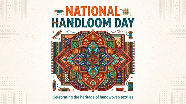 National handloom day celebrating heritage of handwoven textiles with national handloom celebration heritage handwoven traditional abstract colorful contemporary decoration ... 