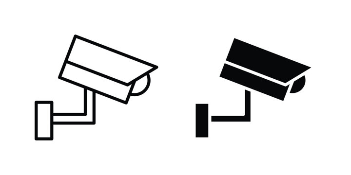 Security camera icon bundle modern line and clipart style collection