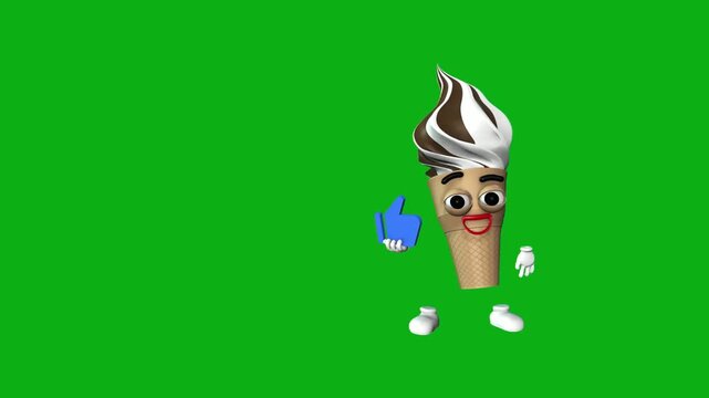 icecream dessert sweet scoop cone food treat mascot premium stock media clip for professional video editing projects. this high-end visual element is perfectly optimized