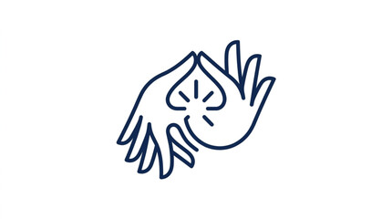 Obraz premium Abstract Line Art of Hands Forming a Heart Shape with Light Rays.