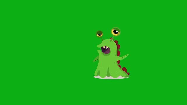 monster green creature beast fantasy myth eyes teeth spooky premium stock media clip for professional video editing projects. this high-end visual element is perfectly optimized